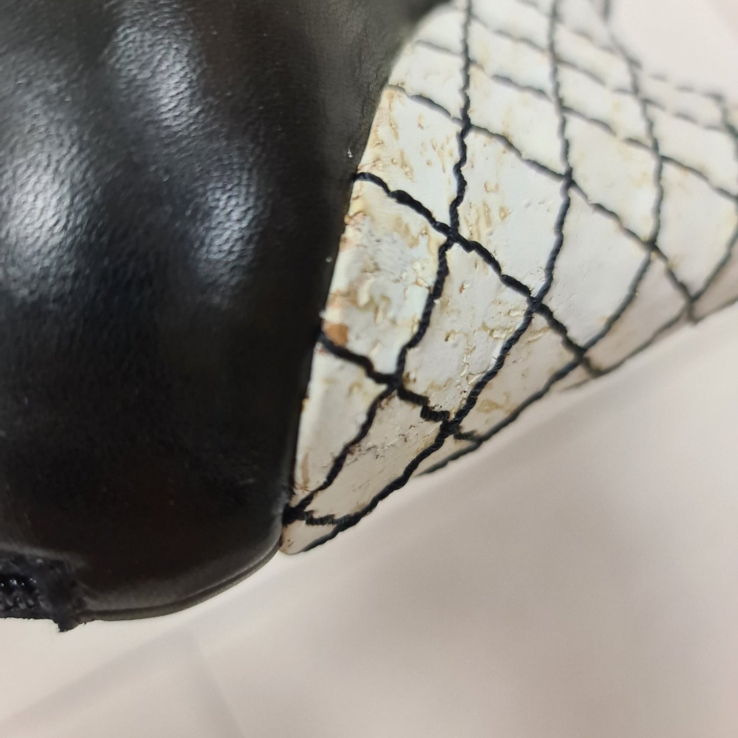 Chanel Open-Toe Leather  Floral Appliqué Sculpted Wedge Heel Booties Sz. 38.5 Pre-owned