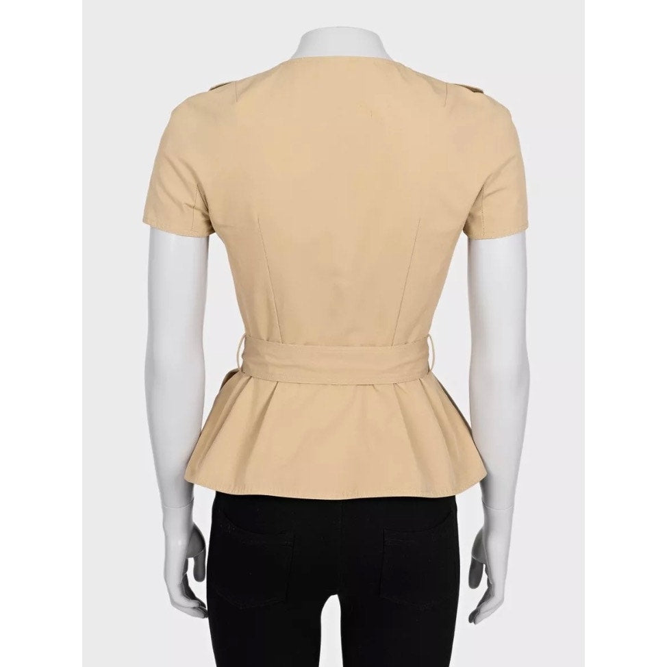 Christian Dior Vintage Brown Cotton Short-Sleeve Jacket Sz.36/ S pre-owned