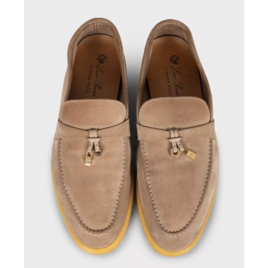 Loro Piana Summer Charms Walk Beige Suede Loafers Sz. 40 pre-owned