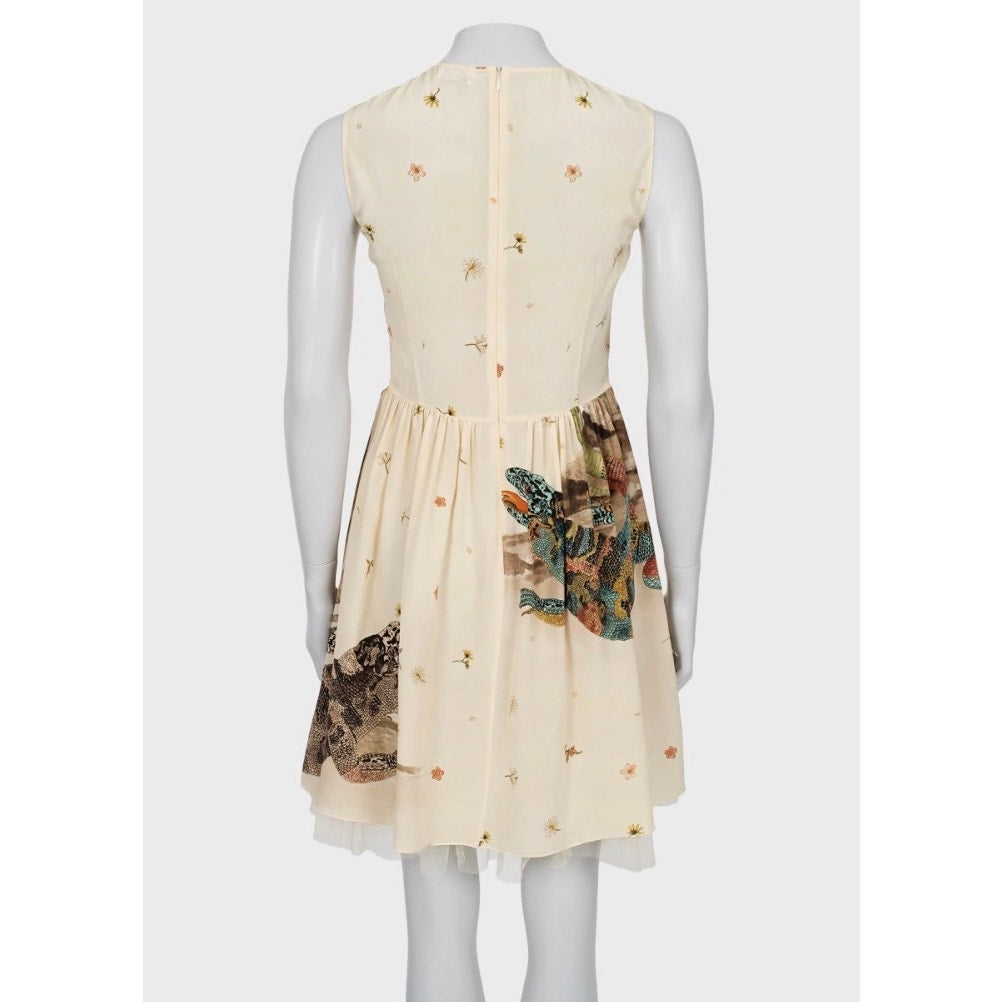 Red Valentino Beige Silk Dress with Tulle - Size L (IT44) Pre-owned