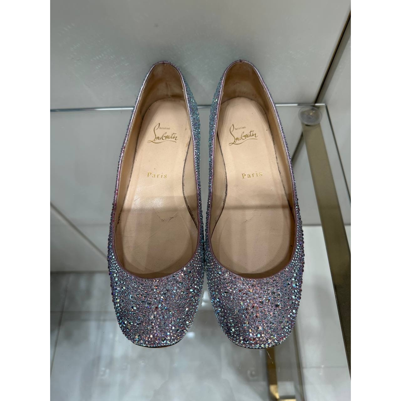 Christian Louboutin Crystal Strass Ballet Flats Sz.38.5 Pre-owned