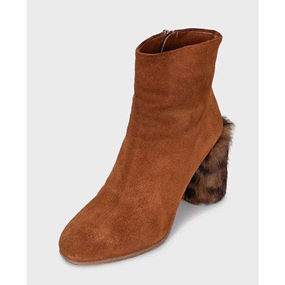 Miu Miu Suede Ankle Boots with Chic Fur Heel, Size 35 Pre-owned