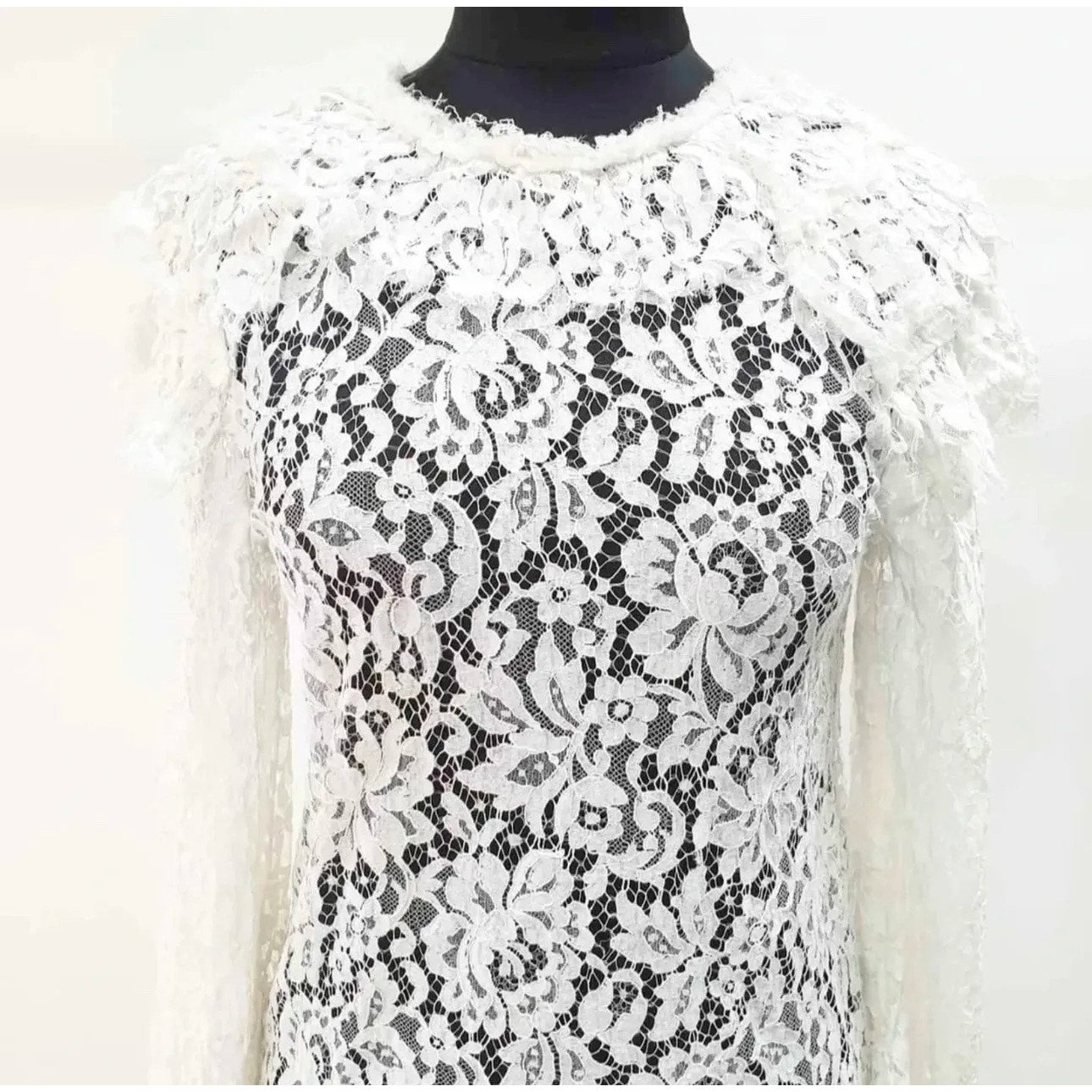 Chanel White Floral Lace Blouse Sz.36 Pre-owned