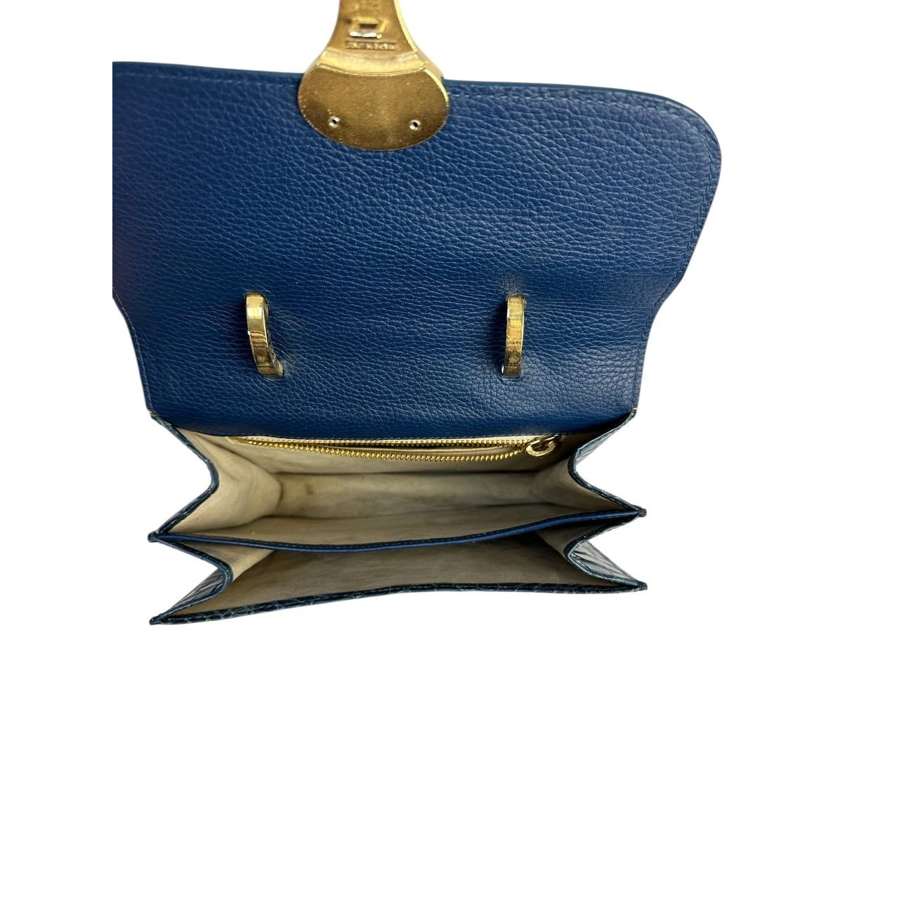 Mauro Volponi Blue Crocodile Leather Top-Handle Bag Pre-owned