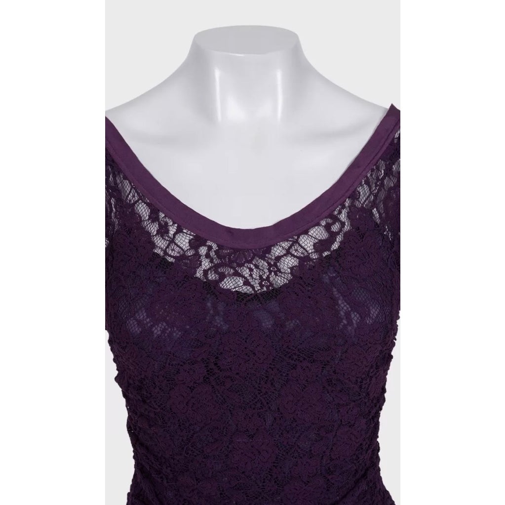 Dolce & Gabbana Purple Lace Mini Dress - IT 40 S Pre-owned