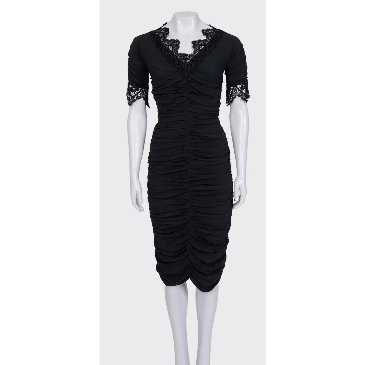NWOT Dolce & Gabbana Black Draped Lace Dress - Size S pre-owned