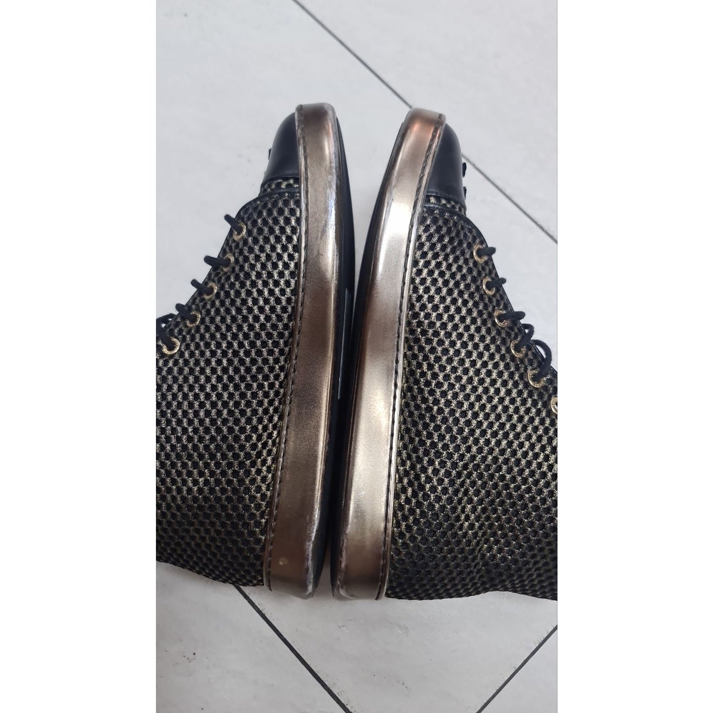 Chanel Lace -Up Glossy High-Top Sneakers  Sz.37,5