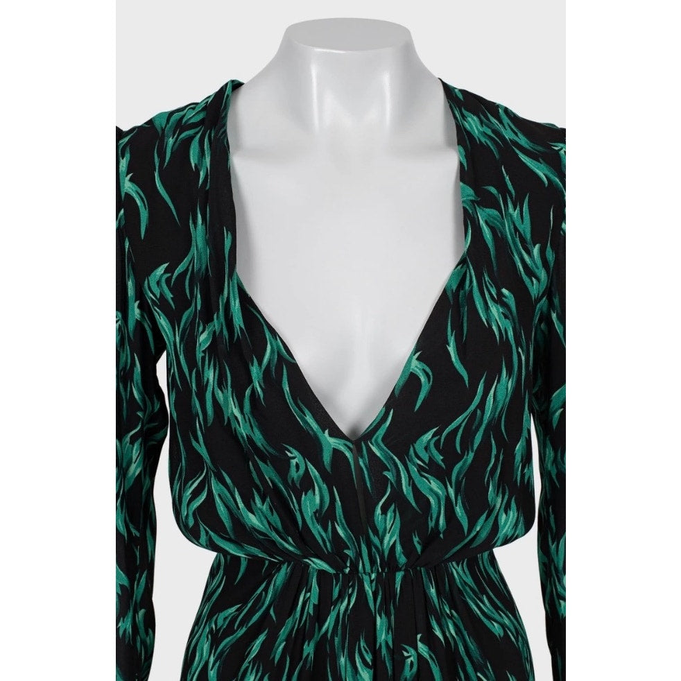 Saint Laurent Black V-Neck Fitted Dress Size S Pre-owned
