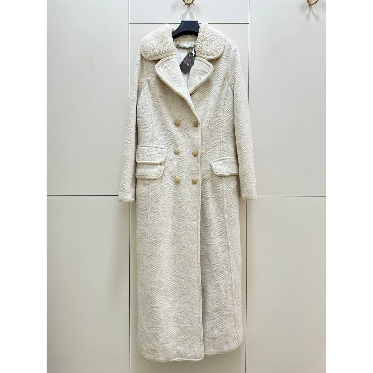 Ermanno Scervino White Wool Mohair Silk Coat Size IT 48 Pre-owned