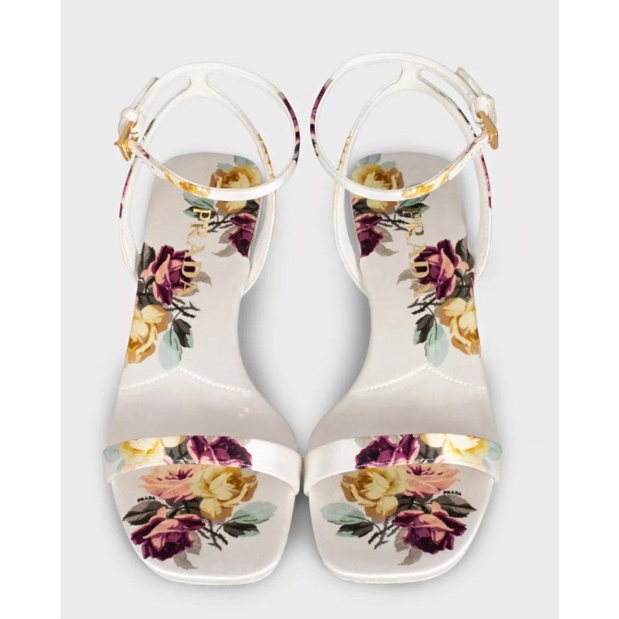 Prada White Floral Print Textile Sandals sz.36 pre-owned