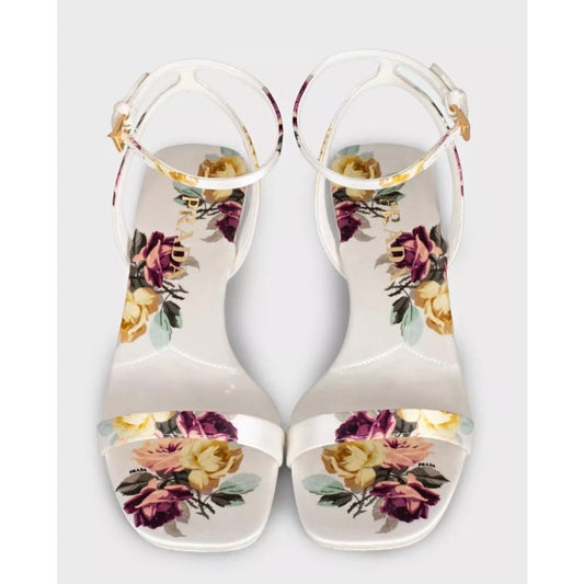 Prada White Floral Print Textile Sandals sz.36 pre-owned