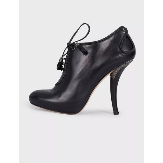 Christian Dior Black Leather Heeled Ankle Boots Sz.39.5 Pre-owned