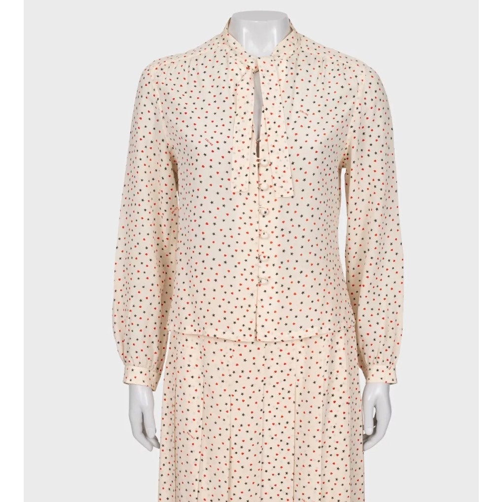 Celine Silk Printed Blouse & Skirt Set - Size FR44 Pre-owned