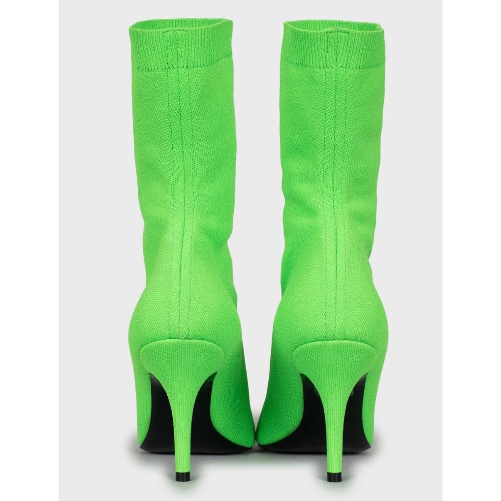 NWOB Balenciaga Knife Green Stretch-Knit Ankle Boots Sz.40 Pre-owned