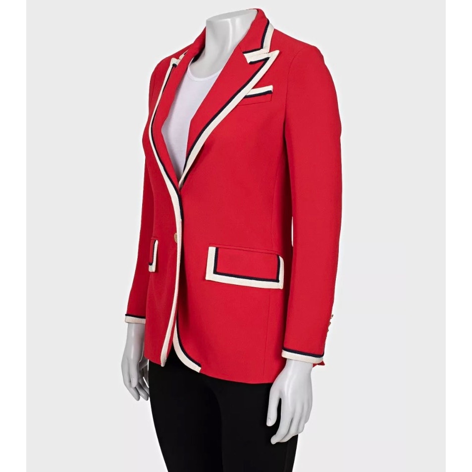 Gucci Red Fitted Jacket Contrast Trim IT38 XS Pre-owned