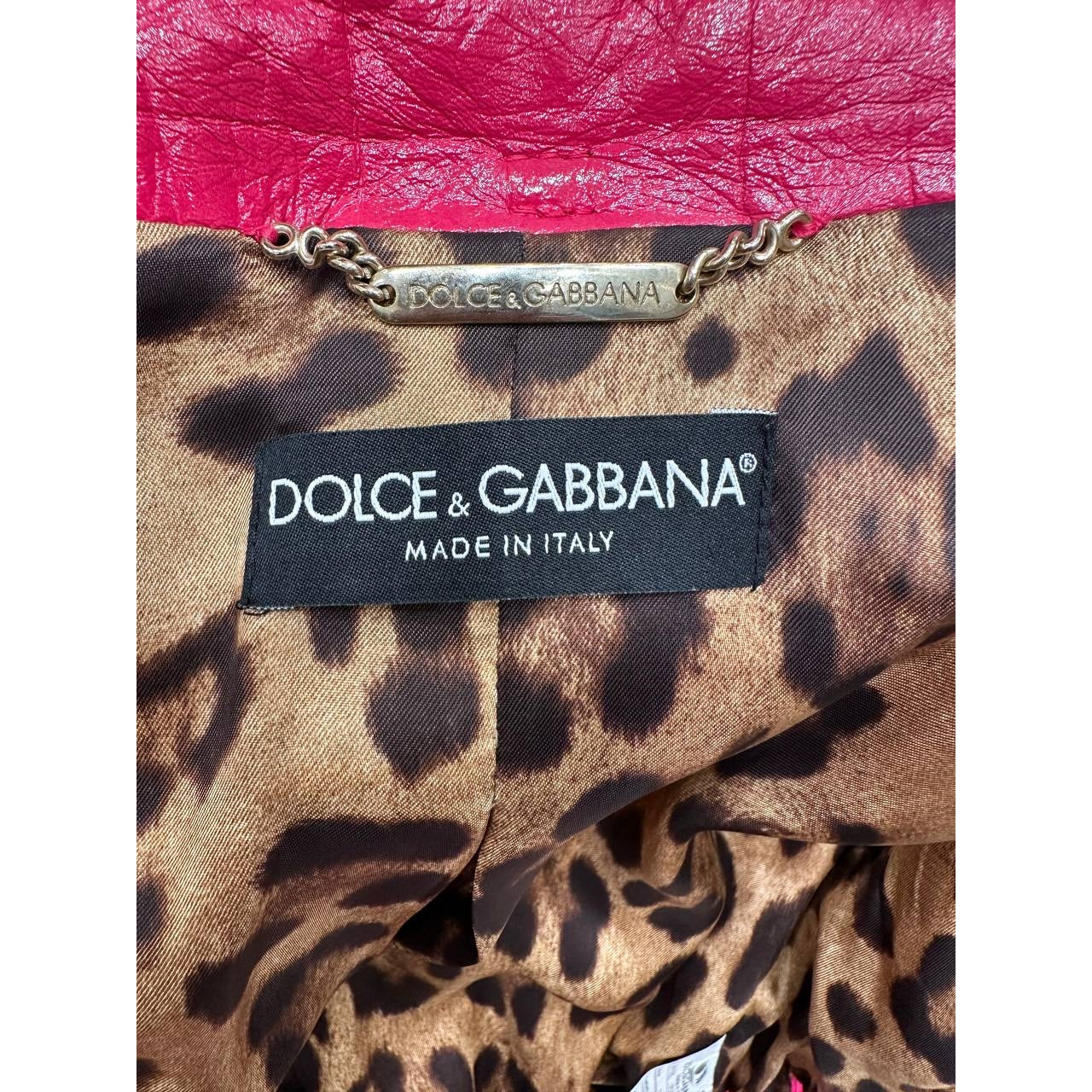 Dolce & Gabbana Fuchsia Cropped Leather Bomber Sz.40 Pre-owned