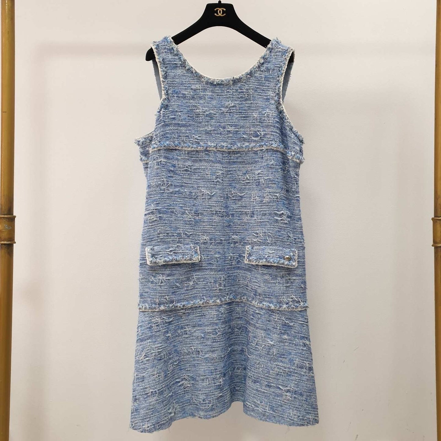 Chanel Fantasy Tweed Fringed Dress Spring 2015 15P Sz.50 Pre-owned