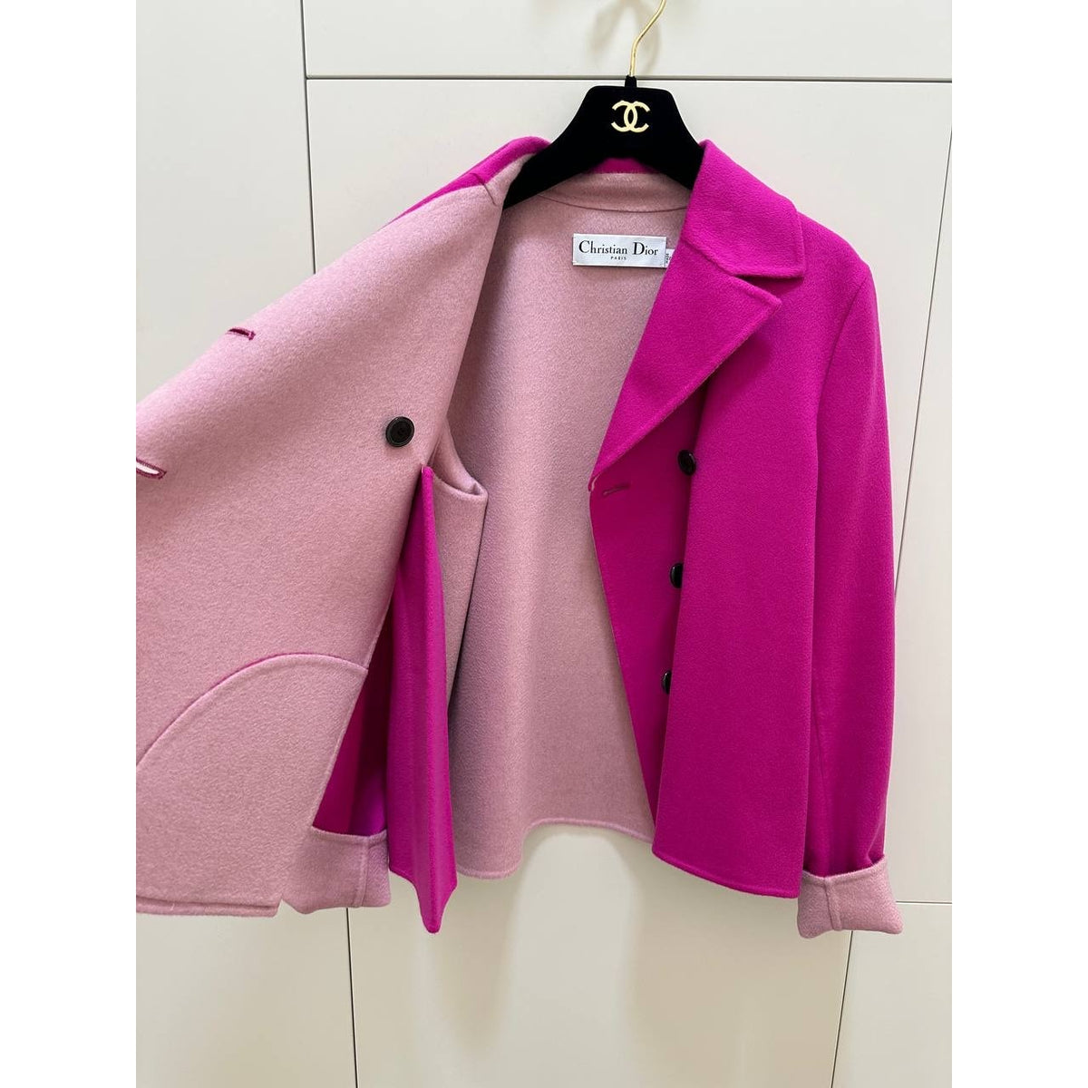 Christian Dior Vintage Fuchsia Cashmere Jacket Sz.38 Pre-owned