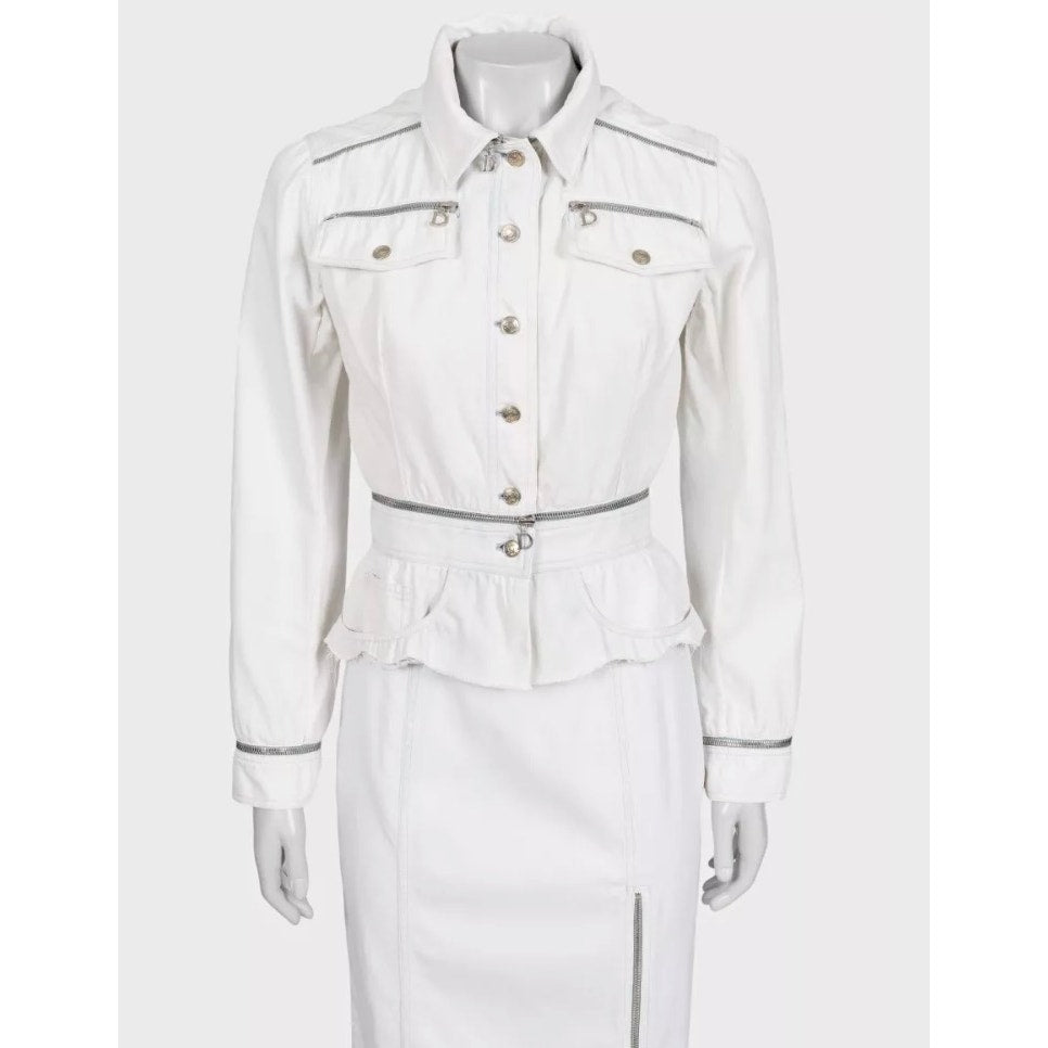 Christian Dior Structured White Jacket Skirt Suit Sz.M Pre-owned