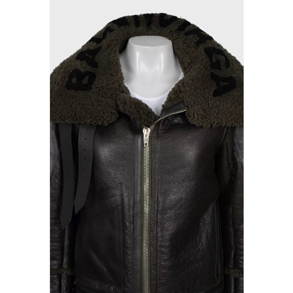 Balenciaga Green Sheepskin Oversized Coat - Size FR36/S Pre-owned