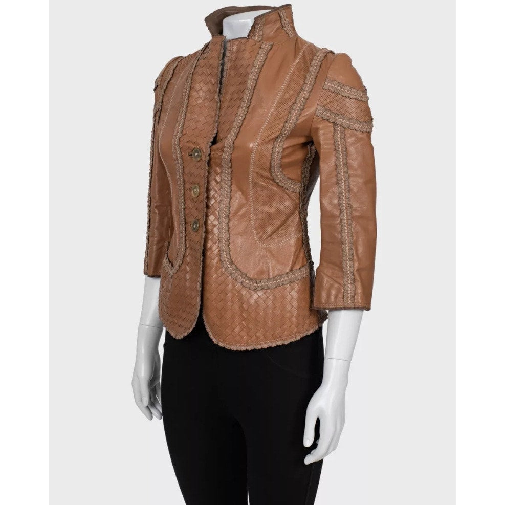 Bottega Veneta Brown Leather Jacket - Size IT40 / S pre-owned