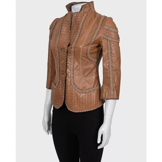 Bottega Veneta Brown Leather Jacket - Size IT40 / S pre-owned