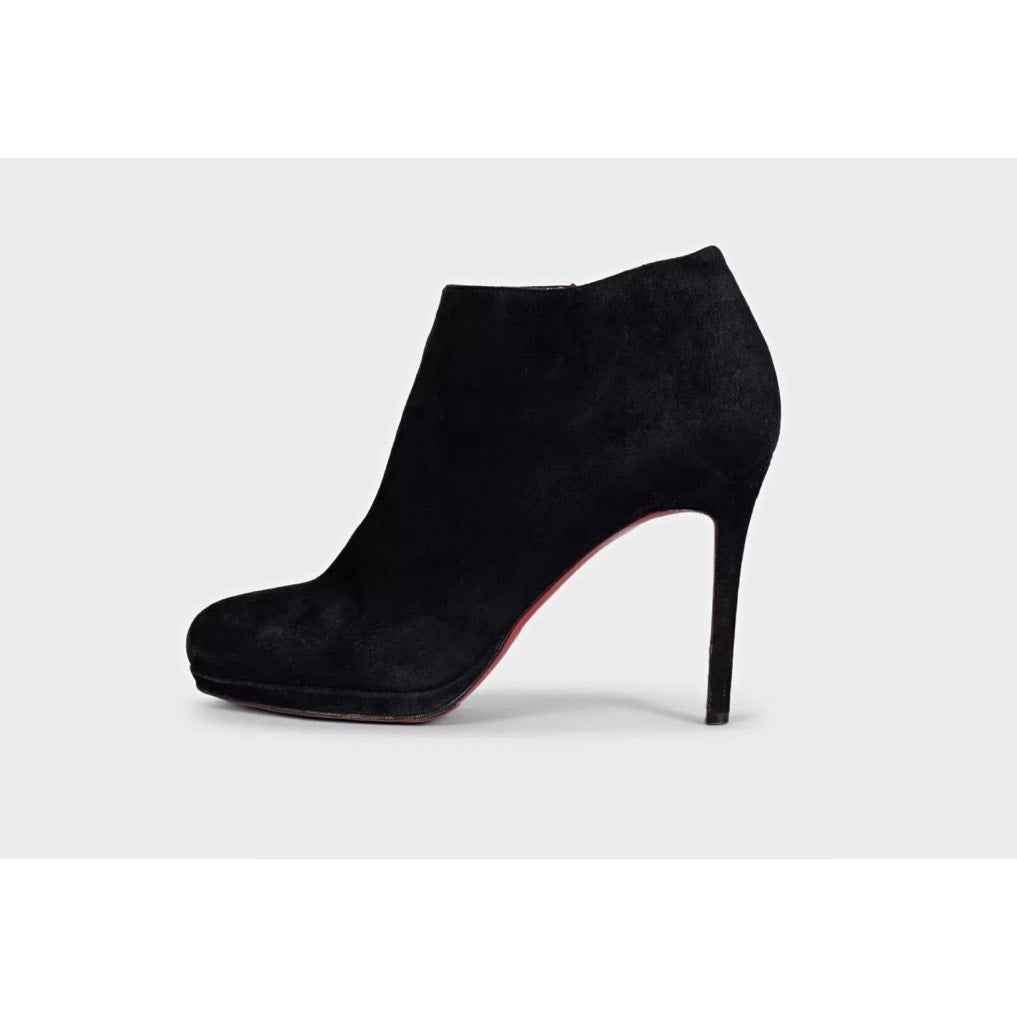 Christian Louboutin Black Suede Ankle Boots Size 38 Pre-owned