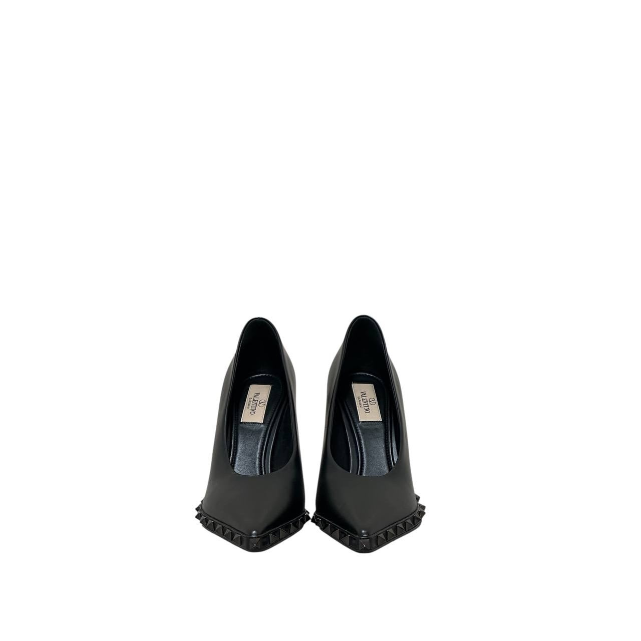 Valentino Garavani Rockstud 100 Leather Heels Pumps Black 38.5 pre-owned