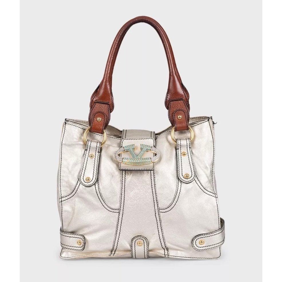 Valentino Vintage Gold Leather Shoulder Bag Pre-owned