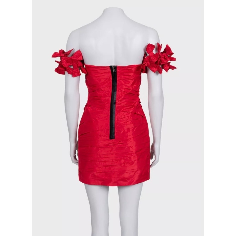 Valentino Red Silk Corset Bodycon Dress - Elegant US 6 S Pre-owned