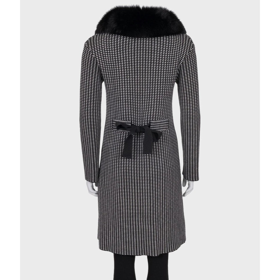 Christian Dior Black & White Wool & Fox Fur Coat Sz. S Pre-owned