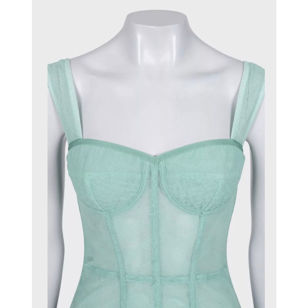 Dolce & Gabbana Green Mesh Corset Top - IT 42 / M Pre-owned