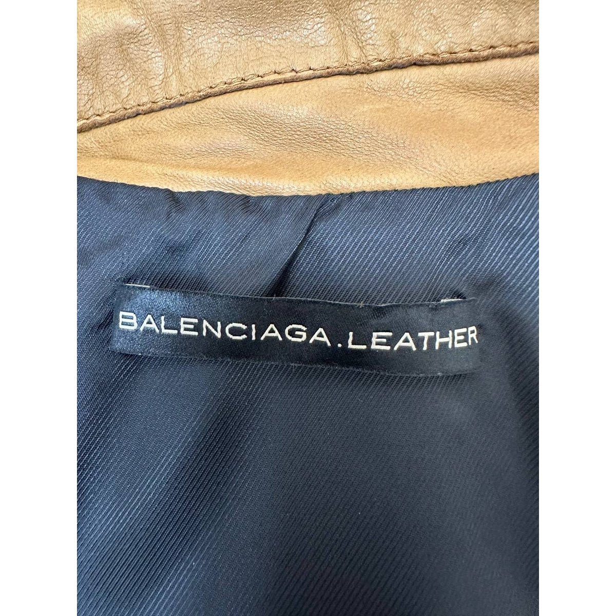 Balenciaga 2009 Tan Khaki Lamb Leather Biker Jacket Sz.40 Pre-owned