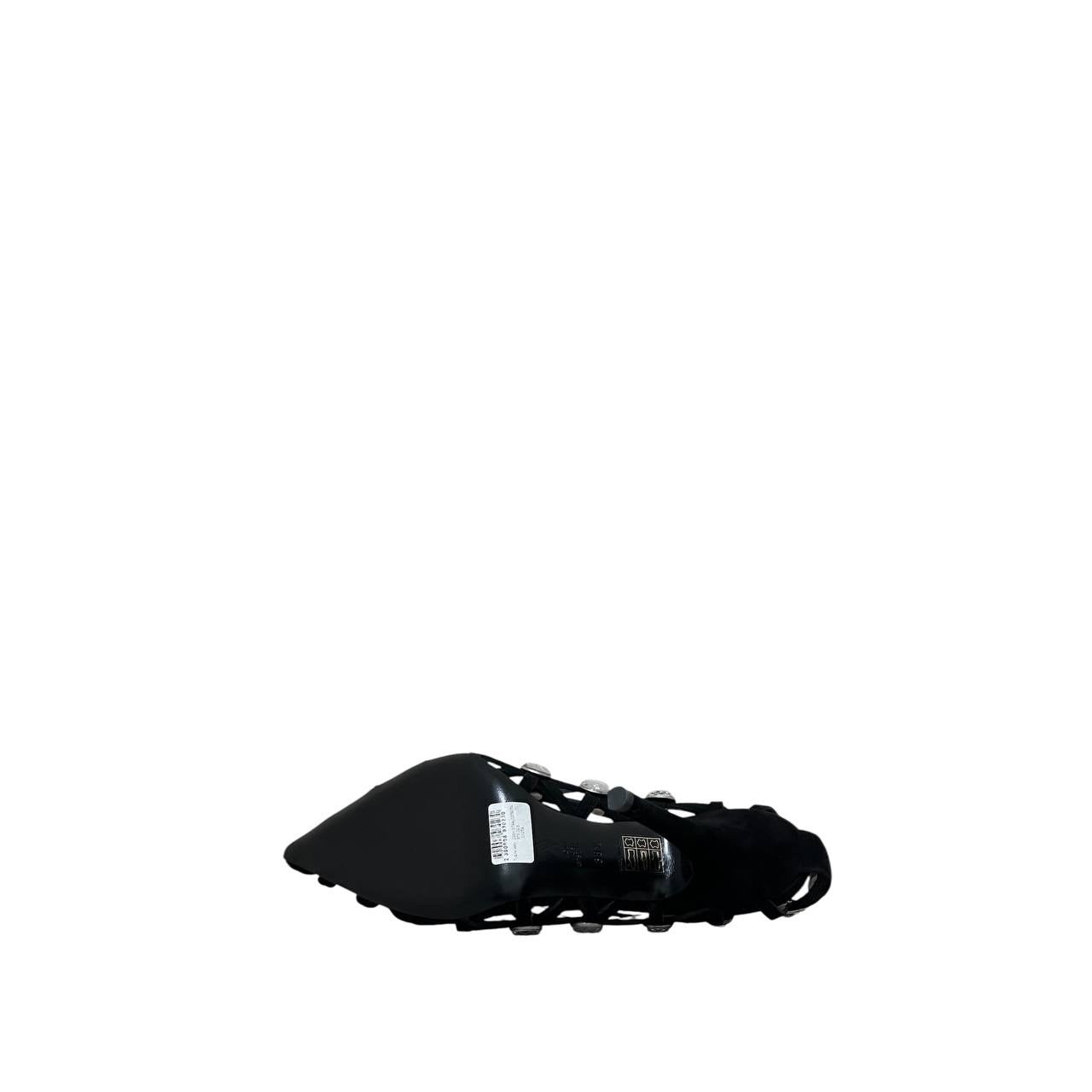 NWOB The Attico 'Grid' Pump Black Silver Heels Sz.38.5 pre-owned
