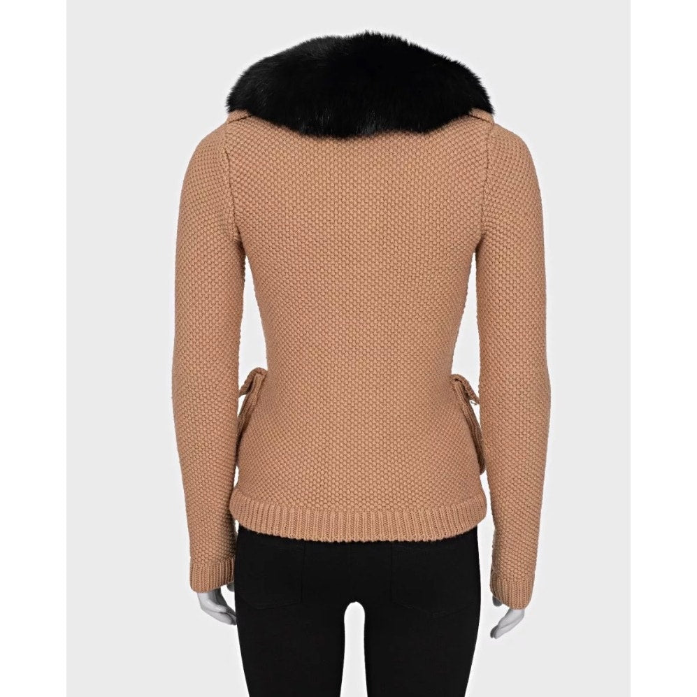 Burberry Brown Wool Cardigan with Detachable CollarSz.XS Pre-owned