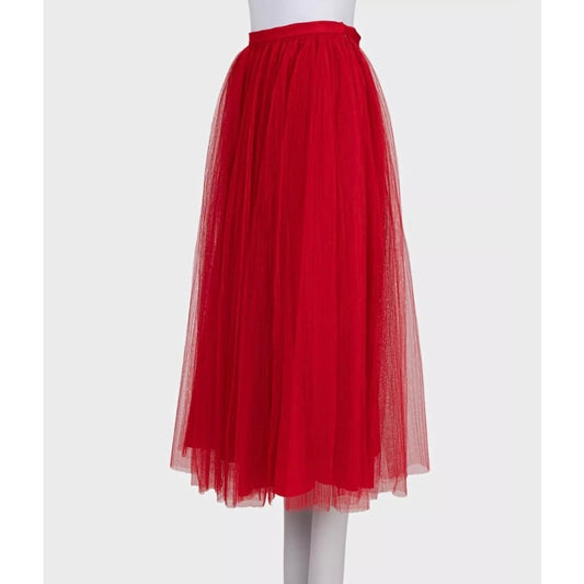 Christian Dior Red Tulle Skirt with Silk Lining - Size 36/S Pre-owned
