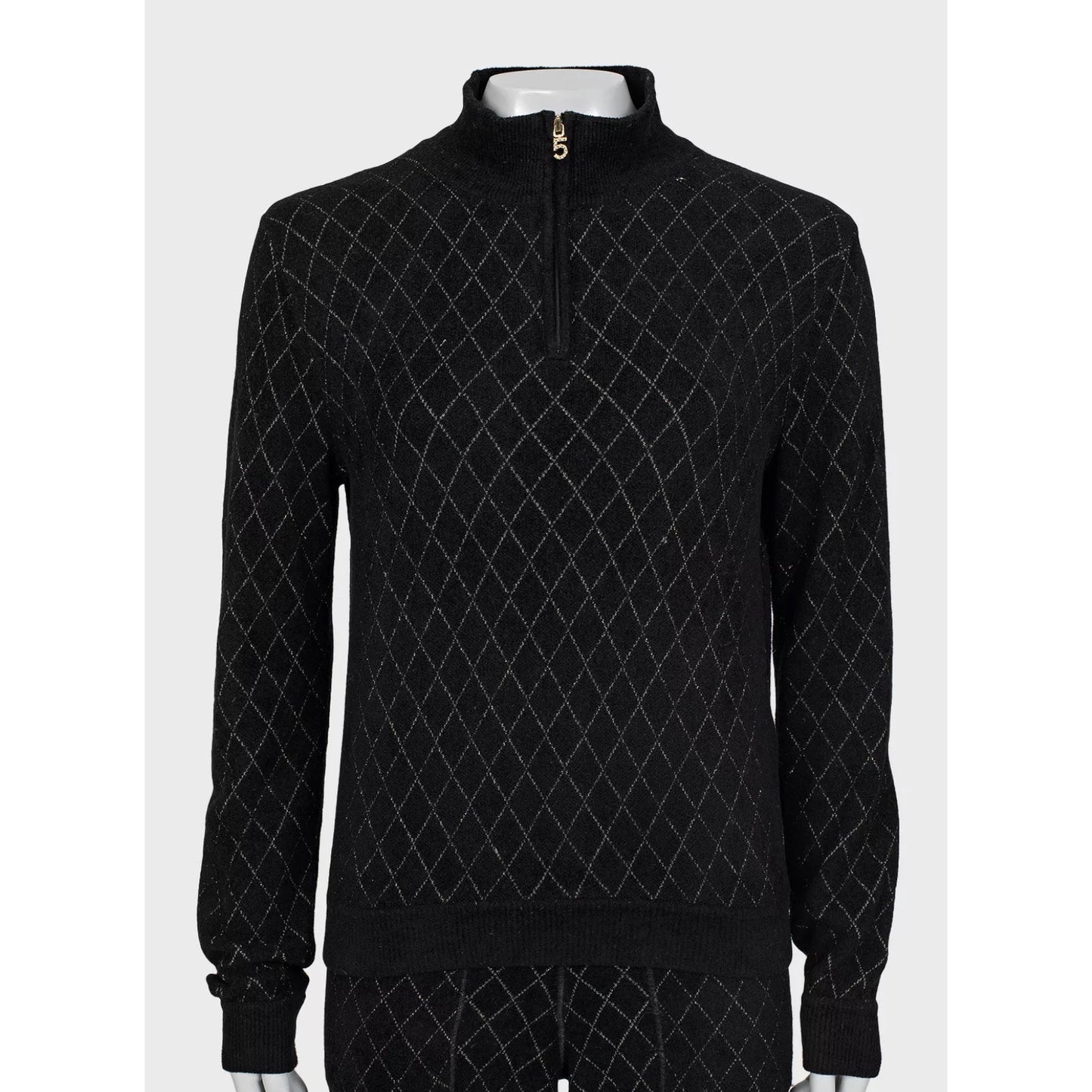 Chanel Black Viscose Jumper Pants Set Suit - Sz. 38 Pre-owned