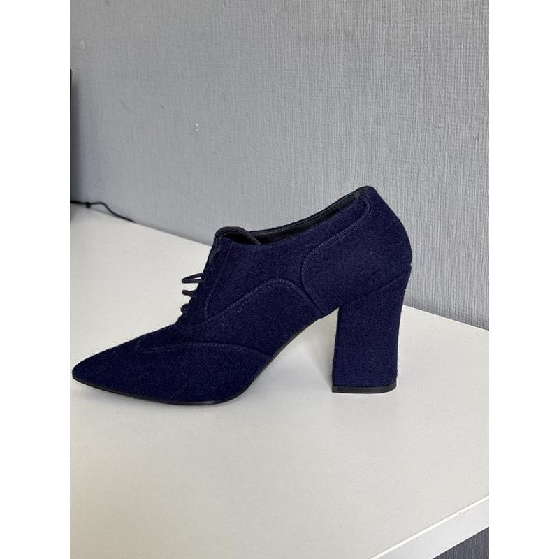 Chanel Blue Textile Lace-Up Ankle Boots - EU 38 Pre-owned