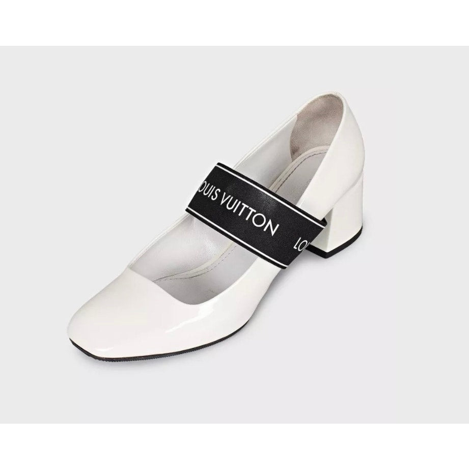 Louis Vuitton White Patent Leather Elastic Heels 38 Pre-owned