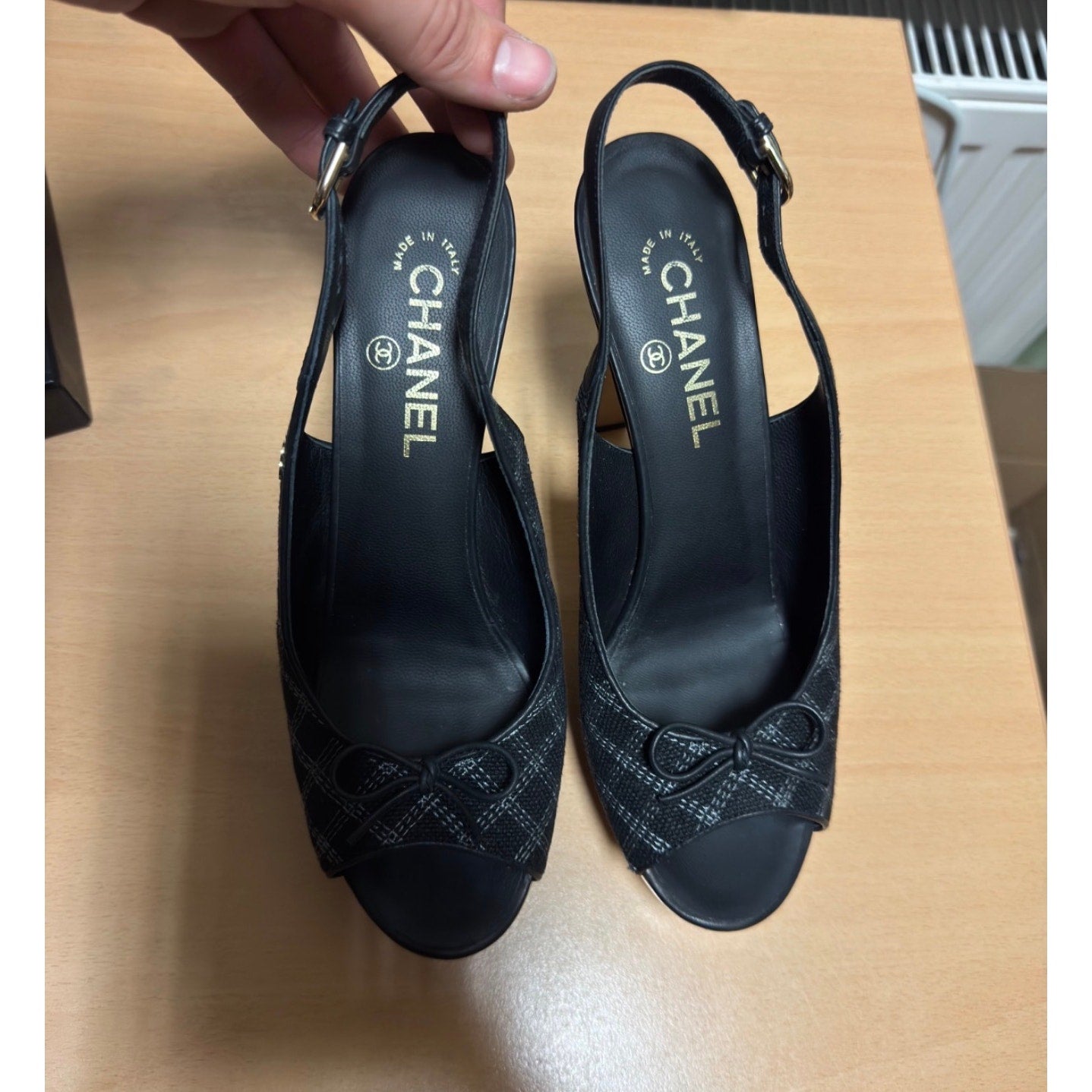 Chanel Black Textile Slingbacks Size 39.5 pre-owned