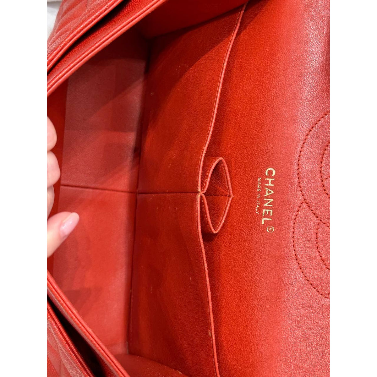 Chanel Red Caviar Jumbo Double Flap Bag Pre-owned