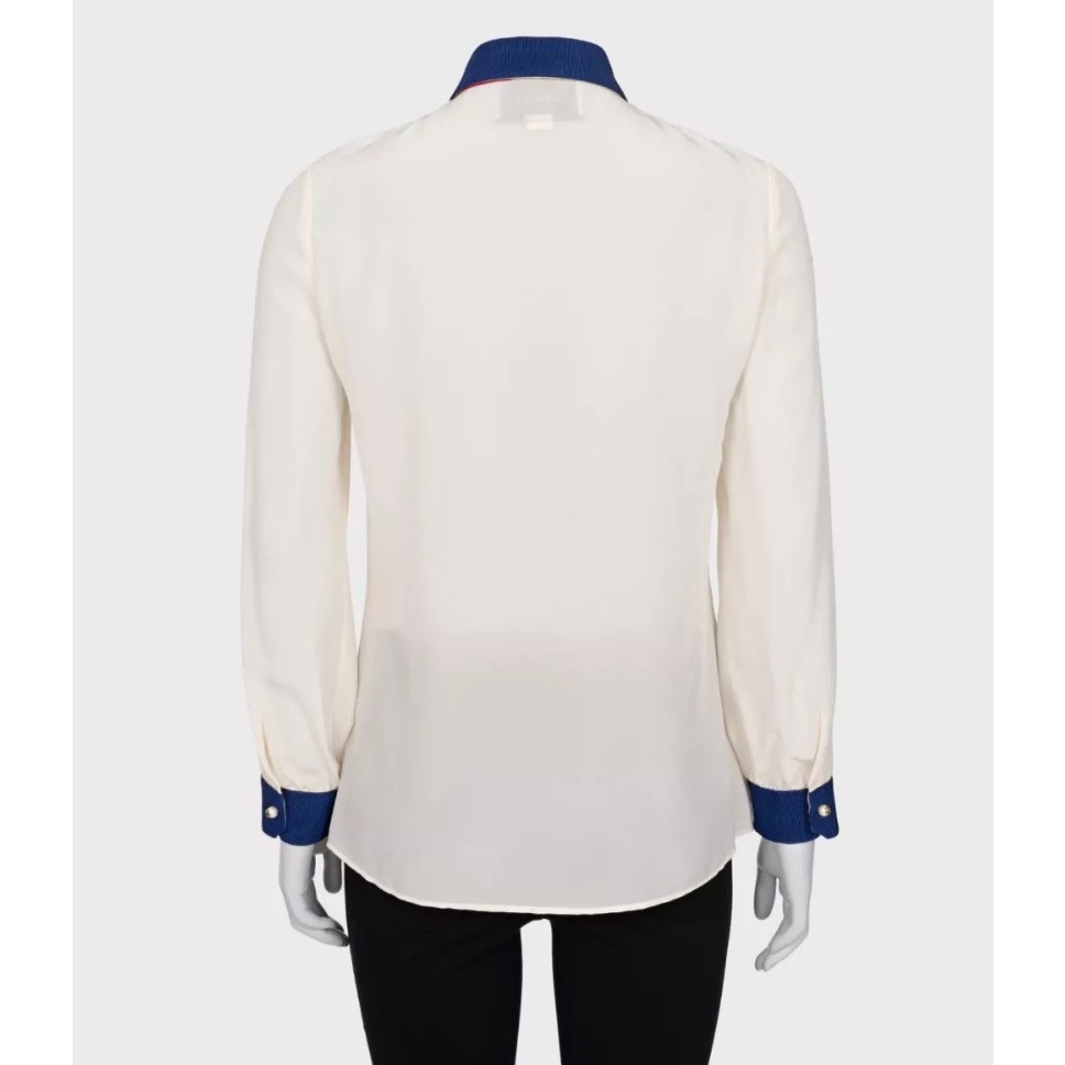 Gucci White Embroidered Straight Blouse - Size M Pre-owned