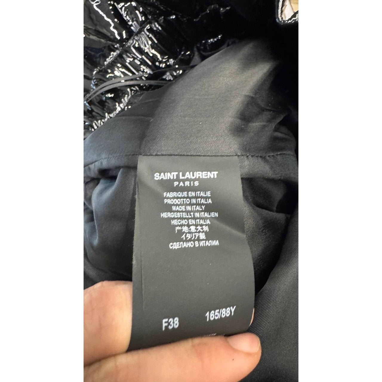 Saint Laurent Black Patent Leather Shorts with Belt -38/M Pre-owned