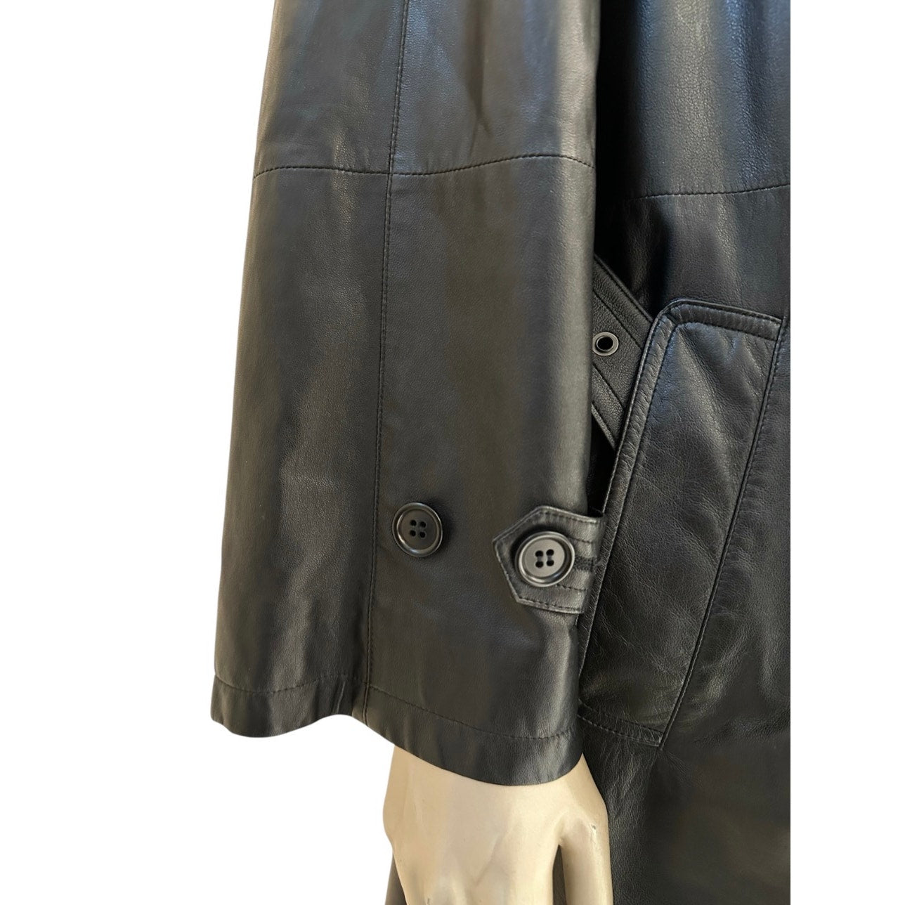 Prada Black Leather Trench Coat with Detachable Hood - IT 40 Pre-owned