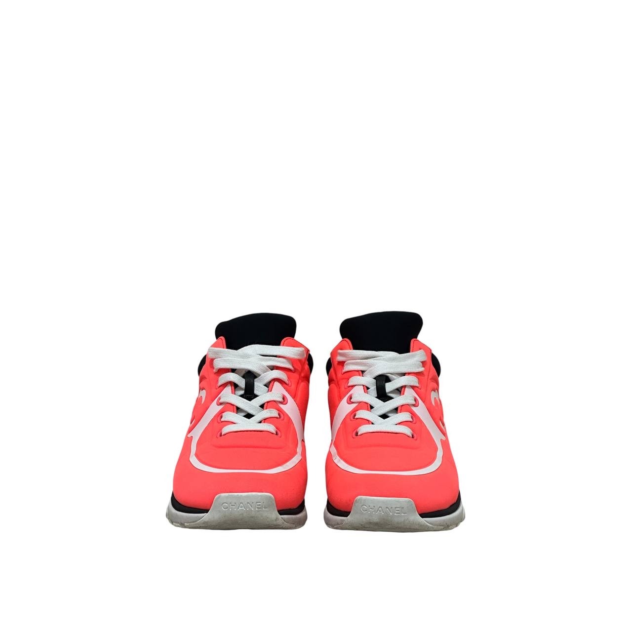 Chanel Orange Neon Athletic Sneakers Sz 39.5 pre-owned