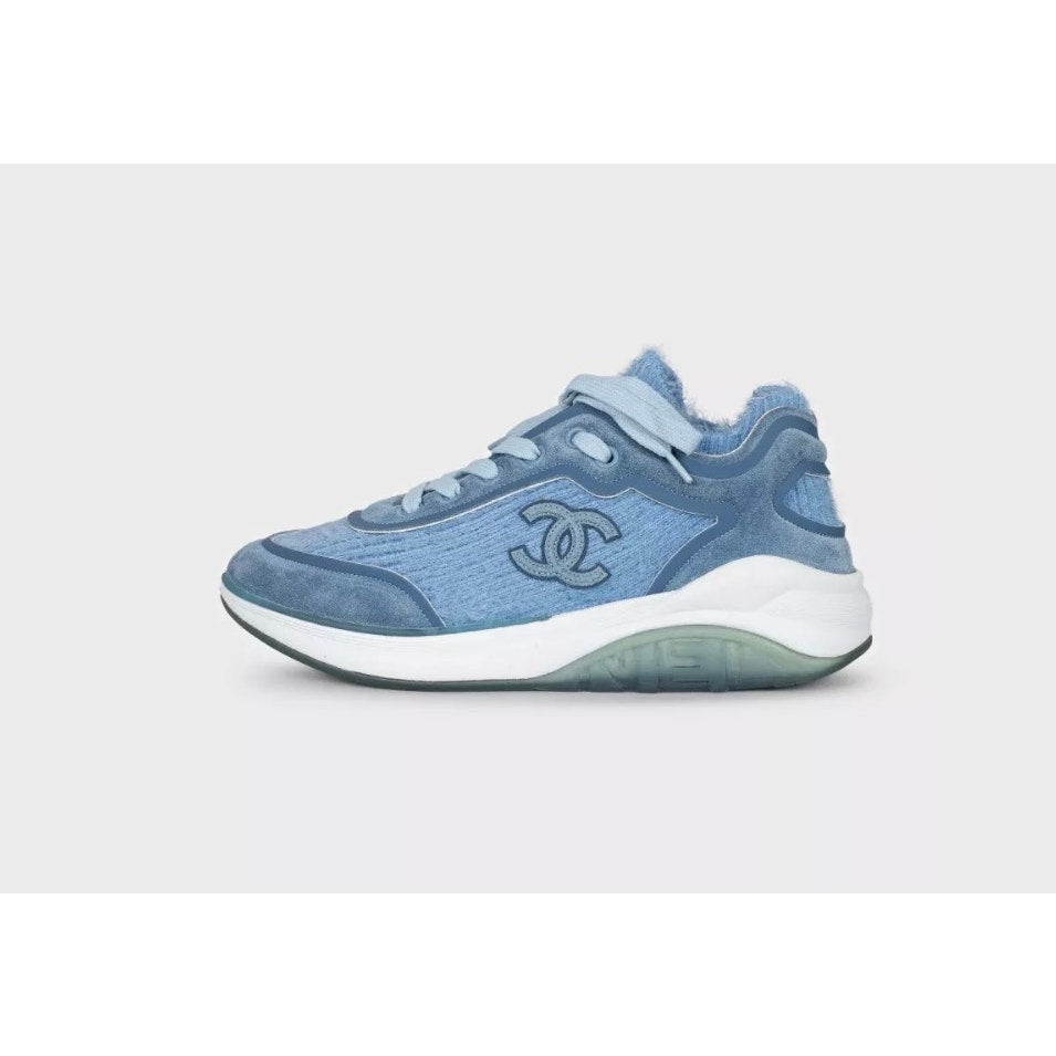 NWOB Chanel Blue Long-Pile Sneakers Sz.37 Pre-owned