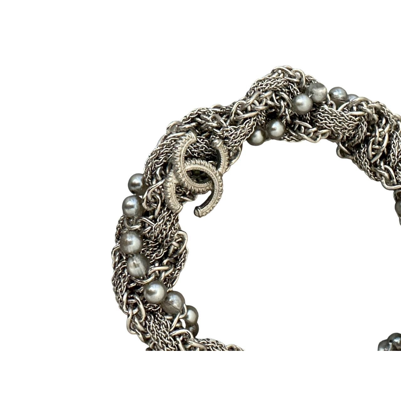 Chanel Multi-Layer Silver Tone Chain Necklace A18 Pre-owned