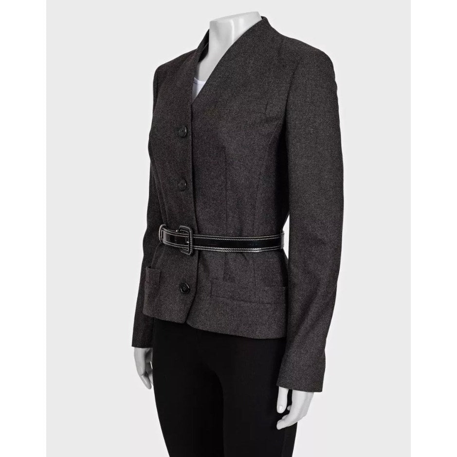 Christian Dior Gray Wool Angora Fitted Jacket Sz.38 Pre-owned