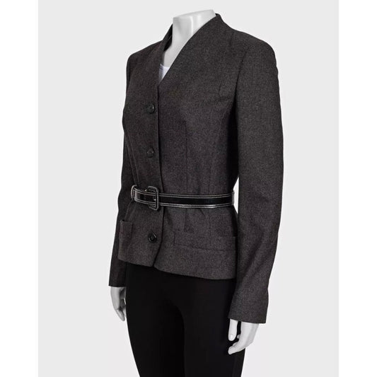 Christian Dior Gray Wool Angora Fitted Jacket Sz.38 Pre-owned