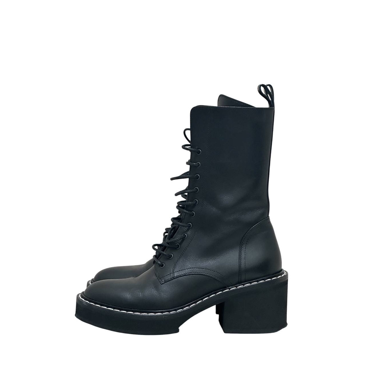 Khaite Black Leather Combat Boots Sz.38.5 Pre-owned